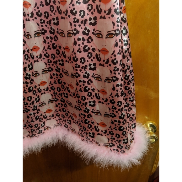 Patrick Church Rita Dress L New Pink Face Feather Indie Designer Rare Style - Picture 5 of 6